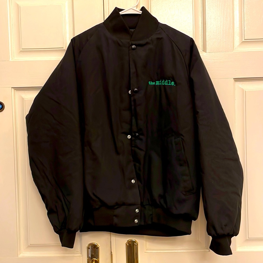 WestArk USA “The Middle.” Crew Bomber Style Jacket, L. Black, with green.